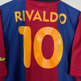 Shop 1998/00 BARCELONA RIVALDO #10 HOME SHIRT (L) NIKE BASIC, classic football shirts, vintage football shirts & retro soccer jerseys at Cult Kits