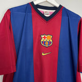 Shop 1998/00 BARCELONA RIVALDO #10 HOME SHIRT (L) NIKE BASIC, classic football shirts, vintage football shirts & retro soccer jerseys at Cult Kits