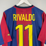 Shop 1998/00 BARCELONA RIVALDO #11 HOME SHIRT (L) NIKE BASIC, classic football shirts, vintage football shirts & retro soccer jerseys at Cult Kits