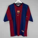 Shop 1998/00 BARCELONA RIVALDO #11 HOME SHIRT (L) NIKE BASIC, classic football shirts, vintage football shirts & retro soccer jerseys at Cult Kits