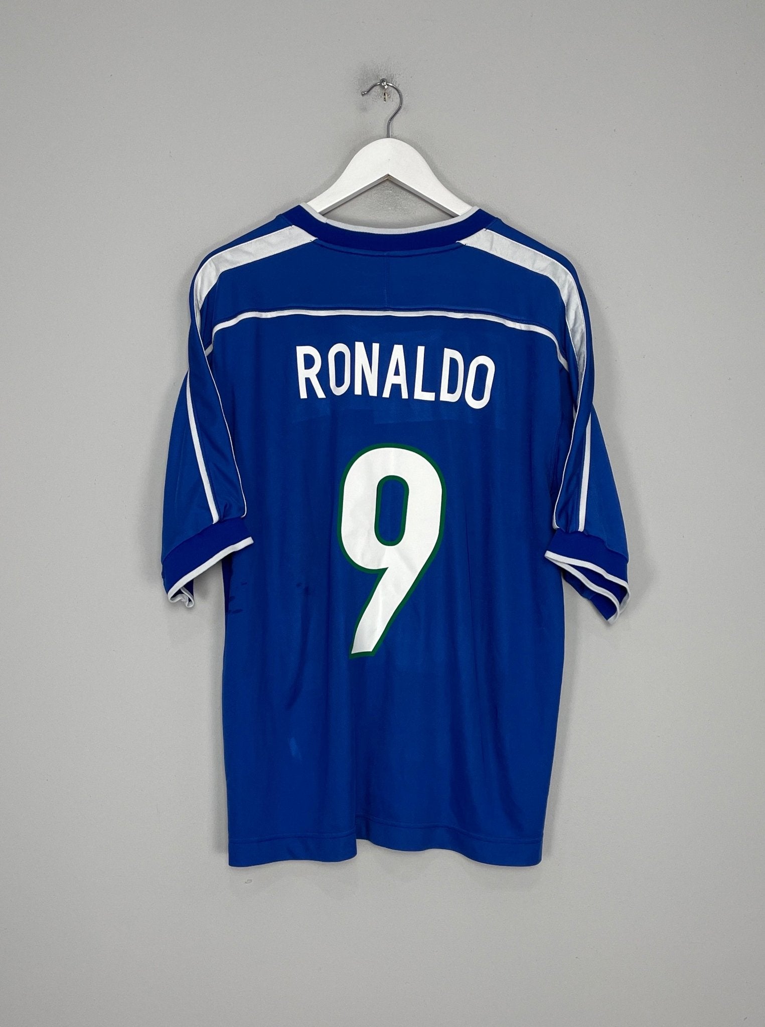 Shop 1998/00 BRAZIL RONALDO #9 AWAY SHIRT (L) NIKE, classic football shirts, vintage football shirts & retro soccer jerseys at Cult Kits