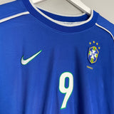 Shop 1998/00 BRAZIL RONALDO #9 AWAY SHIRT (L) NIKE, classic football shirts, vintage football shirts & retro soccer jerseys at Cult Kits