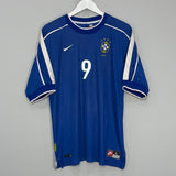 Shop 1998/00 BRAZIL RONALDO #9 AWAY SHIRT (L) NIKE, classic football shirts, vintage football shirts & retro soccer jerseys at Cult Kits