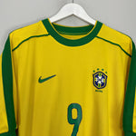 Shop 1998/00 BRAZIL RONALDO #9 HOME SHIRT (L) NIKE, classic football shirts, vintage football shirts & retro soccer jerseys at Cult Kits