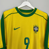 Shop 1998/00 BRAZIL RONALDO #9 HOME SHIRT (L) NIKE, classic football shirts, vintage football shirts & retro soccer jerseys at Cult Kits