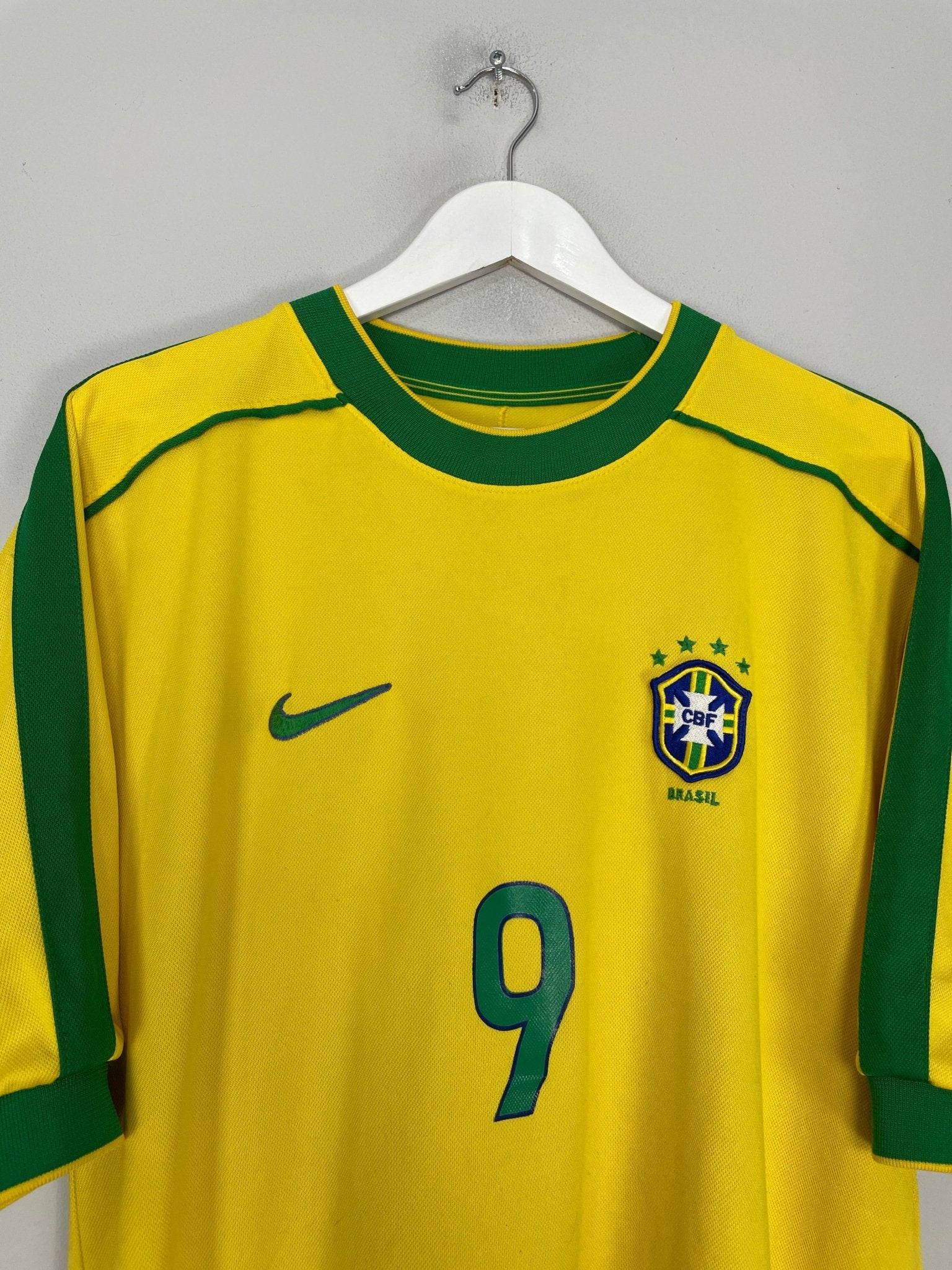 Shop 1998/00 BRAZIL RONALDO #9 HOME SHIRT (L) NIKE, classic football shirts, vintage football shirts & retro soccer jerseys at Cult Kits