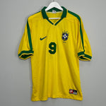 Shop 1998/00 BRAZIL RONALDO #9 HOME SHIRT (L) NIKE, classic football shirts, vintage football shirts & retro soccer jerseys at Cult Kits