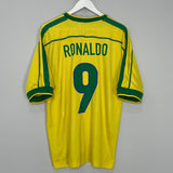 Shop 1998/00 BRAZIL RONALDO #9 HOME SHIRT (L) NIKE, classic football shirts, vintage football shirts & retro soccer jerseys at Cult Kits