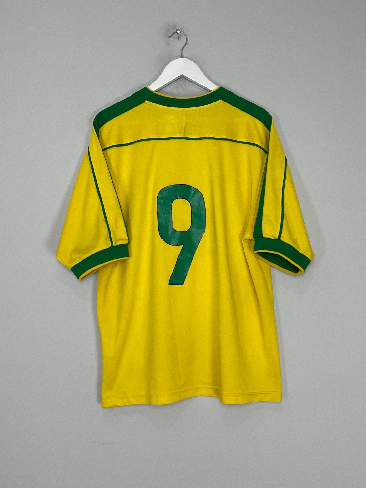 Shop 1998/00 BRAZIL RONALDO #9 HOME SHIRT (L) NIKE, classic football shirts, vintage football shirts & retro soccer jerseys at Cult Kits