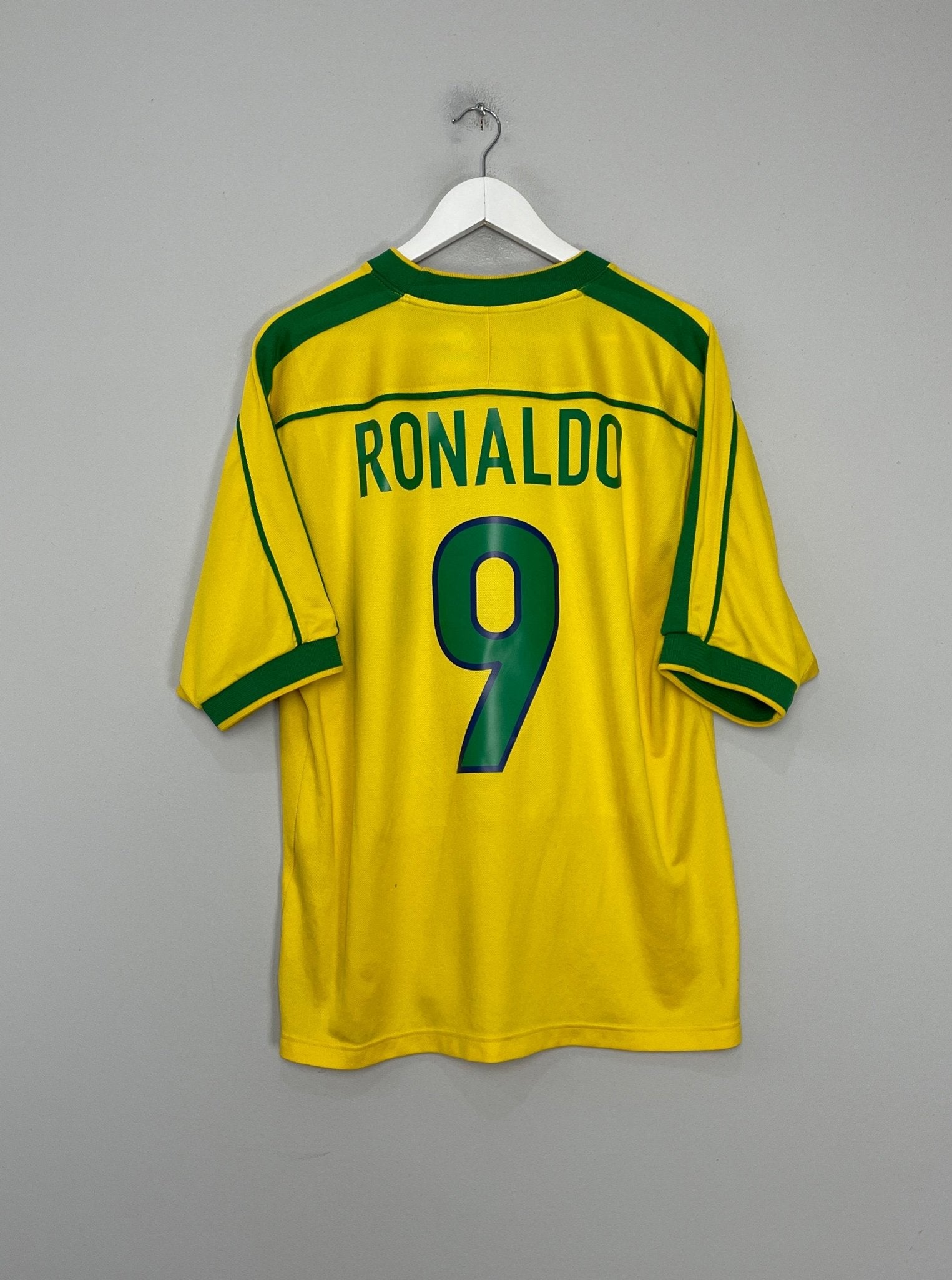 Shop 1998/00 BRAZIL RONALDO #9 HOME SHIRT (L) NIKE, classic football shirts, vintage football shirts & retro soccer jerseys at Cult Kits