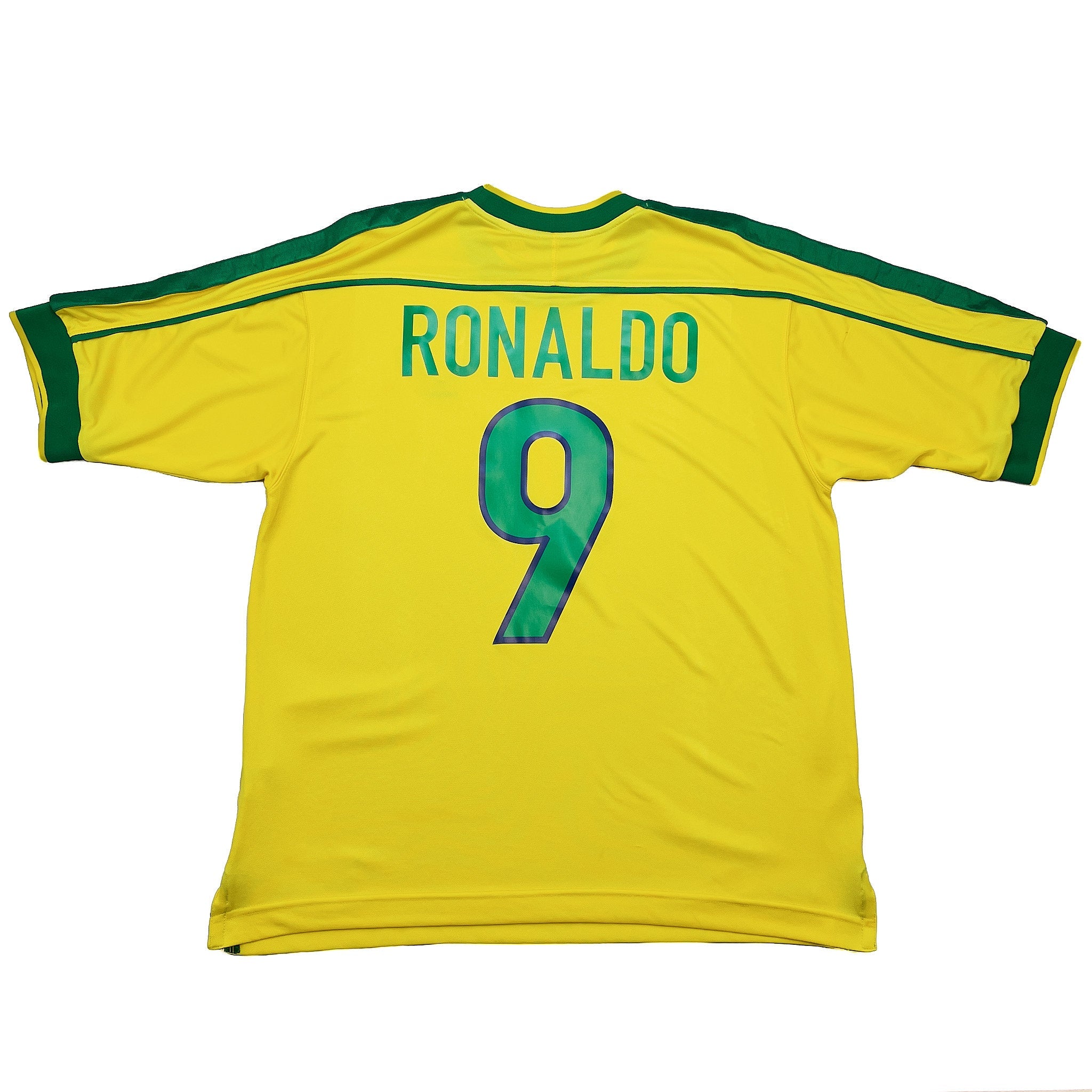 Buy 1998/00 Brazil Ronaldo 9 Home Shirt (L) Nike ~ Free worldwide shipping available ~ Authentic Vintage Football Shirts from Cult Kits