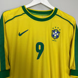 Shop 1998/00 BRAZIL RONALDO #9 HOME SHIRT (L) NIKE, classic football shirts, vintage football shirts & retro soccer jerseys at Cult Kits