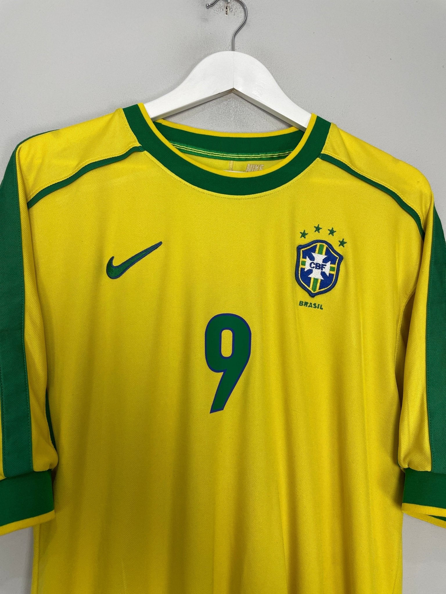Shop 1998/00 BRAZIL RONALDO #9 HOME SHIRT (L) NIKE, classic football shirts, vintage football shirts & retro soccer jerseys at Cult Kits
