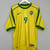Shop 1998/00 BRAZIL RONALDO #9 HOME SHIRT (L) NIKE, classic football shirts, vintage football shirts & retro soccer jerseys at Cult Kits