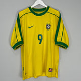 Shop 1998/00 BRAZIL RONALDO #9 HOME SHIRT (L) NIKE, classic football shirts, vintage football shirts & retro soccer jerseys at Cult Kits