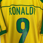 Shop 1998/00 BRAZIL RONALDO #9 HOME SHIRT (L) NIKE, classic football shirts, vintage football shirts & retro soccer jerseys at Cult Kits