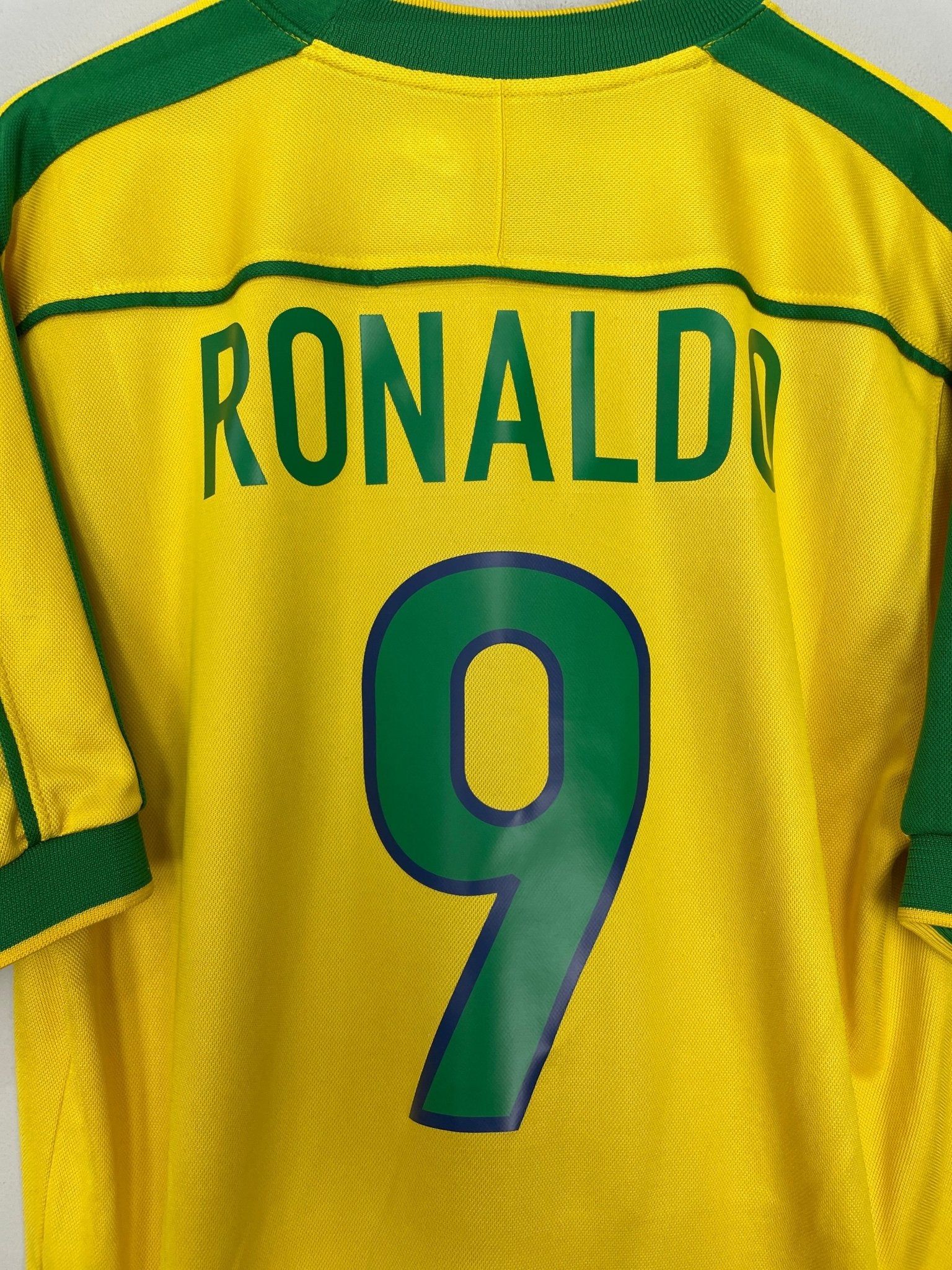 Shop 1998/00 BRAZIL RONALDO #9 HOME SHIRT (L) NIKE, classic football shirts, vintage football shirts & retro soccer jerseys at Cult Kits