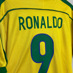 Shop 1998/00 BRAZIL RONALDO #9 HOME SHIRT (L) NIKE, classic football shirts, vintage football shirts & retro soccer jerseys at Cult Kits