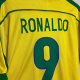 Shop 1998/00 BRAZIL RONALDO #9 HOME SHIRT (L) NIKE, classic football shirts, vintage football shirts & retro soccer jerseys at Cult Kits
