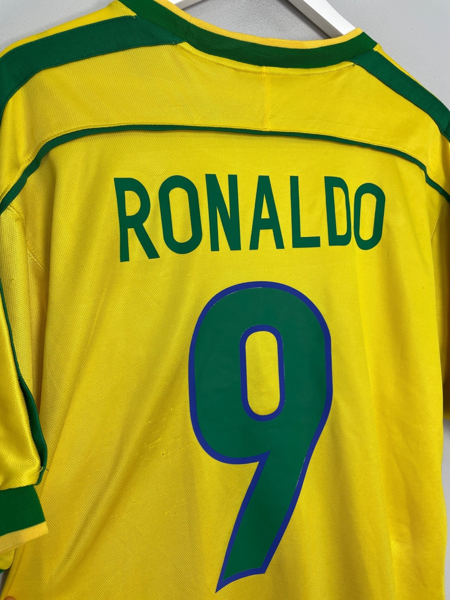Shop 1998/00 BRAZIL RONALDO #9 HOME SHIRT (L) NIKE, classic football shirts, vintage football shirts & retro soccer jerseys at Cult Kits