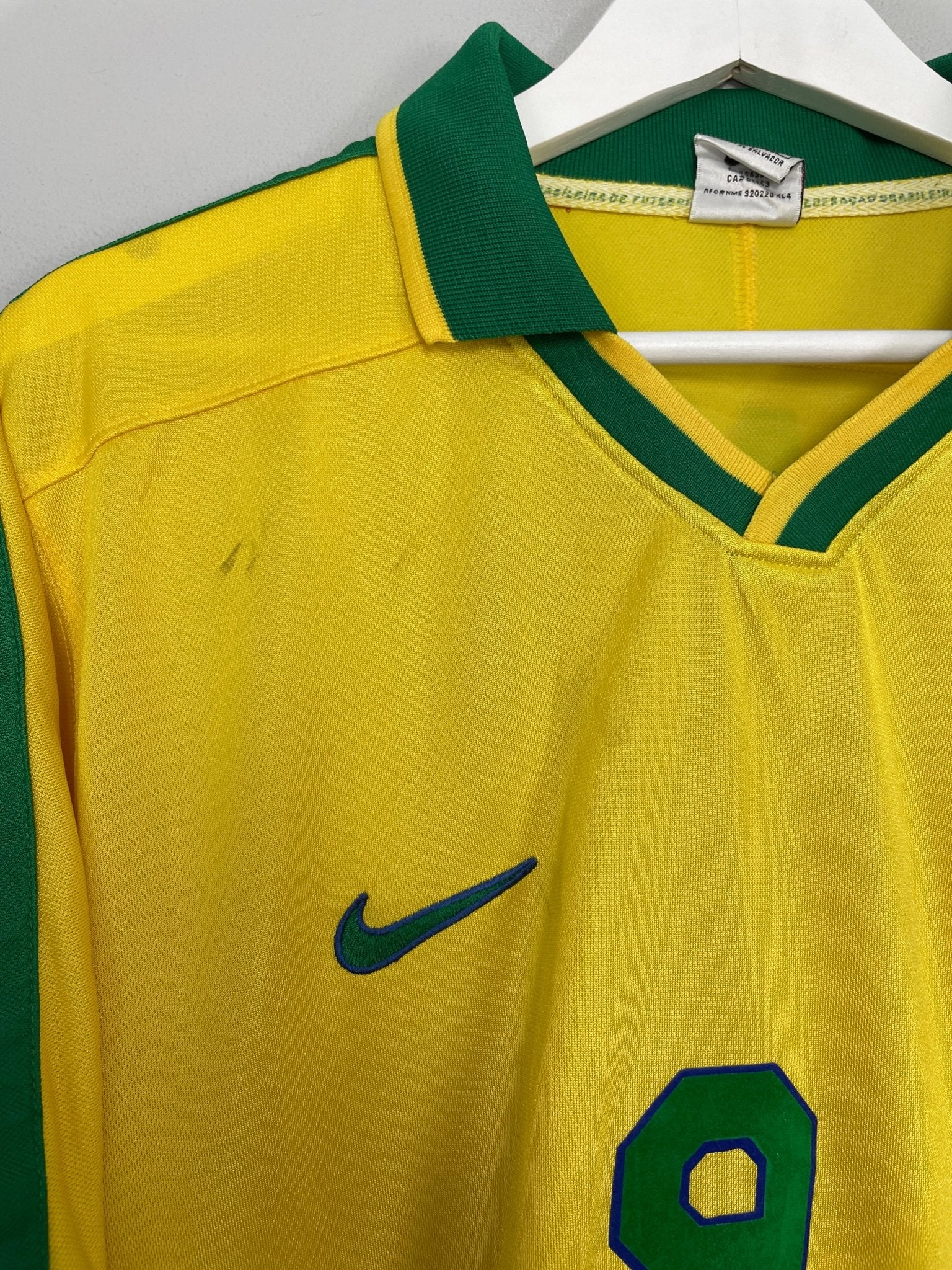 Shop 1998/00 BRAZIL RONALDO #9 HOME SHIRT (L) NIKE, classic football shirts, vintage football shirts & retro soccer jerseys at Cult Kits