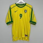 Shop 1998/00 BRAZIL RONALDO #9 HOME SHIRT (L) NIKE, classic football shirts, vintage football shirts & retro soccer jerseys at Cult Kits