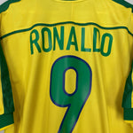 Shop 1998/00 BRAZIL RONALDO #9 HOME SHIRT (L) NIKE, classic football shirts, vintage football shirts & retro soccer jerseys at Cult Kits