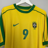 Shop 1998/00 BRAZIL RONALDO #9 HOME SHIRT (L) NIKE, classic football shirts, vintage football shirts & retro soccer jerseys at Cult Kits