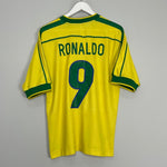 Shop 1998/00 BRAZIL RONALDO #9 HOME SHIRT (M) NIKE, classic football shirts, vintage football shirts & retro soccer jerseys at Cult Kits