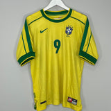 Shop 1998/00 BRAZIL RONALDO #9 HOME SHIRT (M) NIKE, classic football shirts, vintage football shirts & retro soccer jerseys at Cult Kits