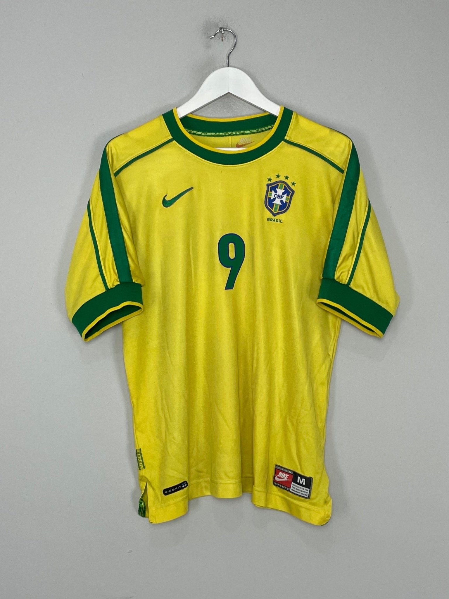 Shop 1998/00 BRAZIL RONALDO #9 HOME SHIRT (M) NIKE, classic football shirts, vintage football shirts & retro soccer jerseys at Cult Kits