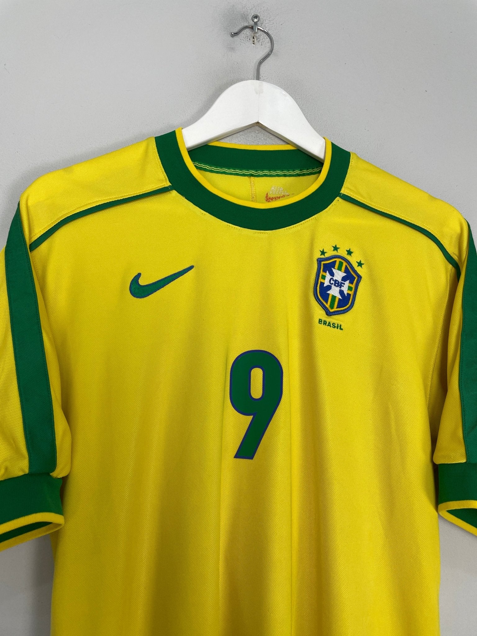 Shop 1998/00 BRAZIL RONALDO #9 HOME SHIRT (M) NIKE, classic football shirts, vintage football shirts & retro soccer jerseys at Cult Kits
