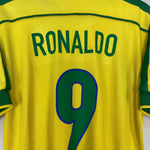 Shop 1998/00 BRAZIL RONALDO #9 HOME SHIRT (M) NIKE, classic football shirts, vintage football shirts & retro soccer jerseys at Cult Kits