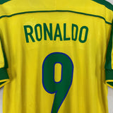 Shop 1998/00 BRAZIL RONALDO #9 HOME SHIRT (M) NIKE, classic football shirts, vintage football shirts & retro soccer jerseys at Cult Kits