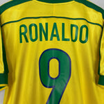 Shop 1998/00 BRAZIL RONALDO #9 HOME SHIRT (M) NIKE, classic football shirts, vintage football shirts & retro soccer jerseys at Cult Kits
