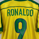 Shop 1998/00 BRAZIL RONALDO #9 HOME SHIRT (M) NIKE, classic football shirts, vintage football shirts & retro soccer jerseys at Cult Kits