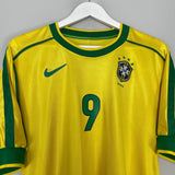 Shop 1998/00 BRAZIL RONALDO #9 HOME SHIRT (M) NIKE, classic football shirts, vintage football shirts & retro soccer jerseys at Cult Kits