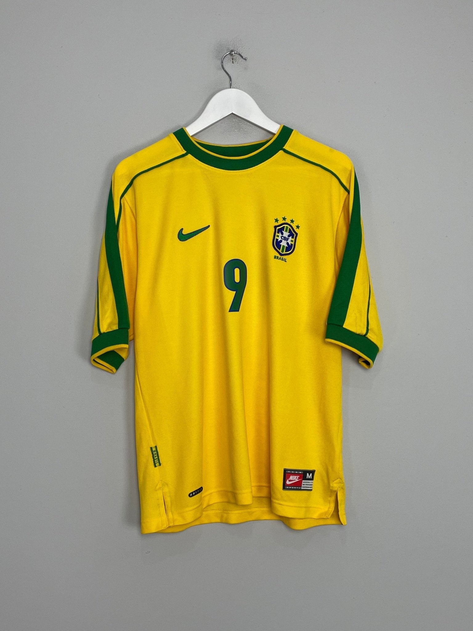 Shop 1998/00 BRAZIL RONALDO #9 HOME SHIRT (M) NIKE, classic football shirts, vintage football shirts & retro soccer jerseys at Cult Kits