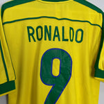 Shop 1998/00 BRAZIL RONALDO #9 HOME SHIRT (M) NIKE, classic football shirts, vintage football shirts & retro soccer jerseys at Cult Kits
