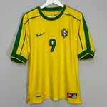 Shop 1998/00 BRAZIL RONALDO #9 HOME SHIRT (M) NIKE, classic football shirts, vintage football shirts & retro soccer jerseys at Cult Kits