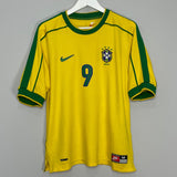 Shop 1998/00 BRAZIL RONALDO #9 HOME SHIRT (M) NIKE, classic football shirts, vintage football shirts & retro soccer jerseys at Cult Kits