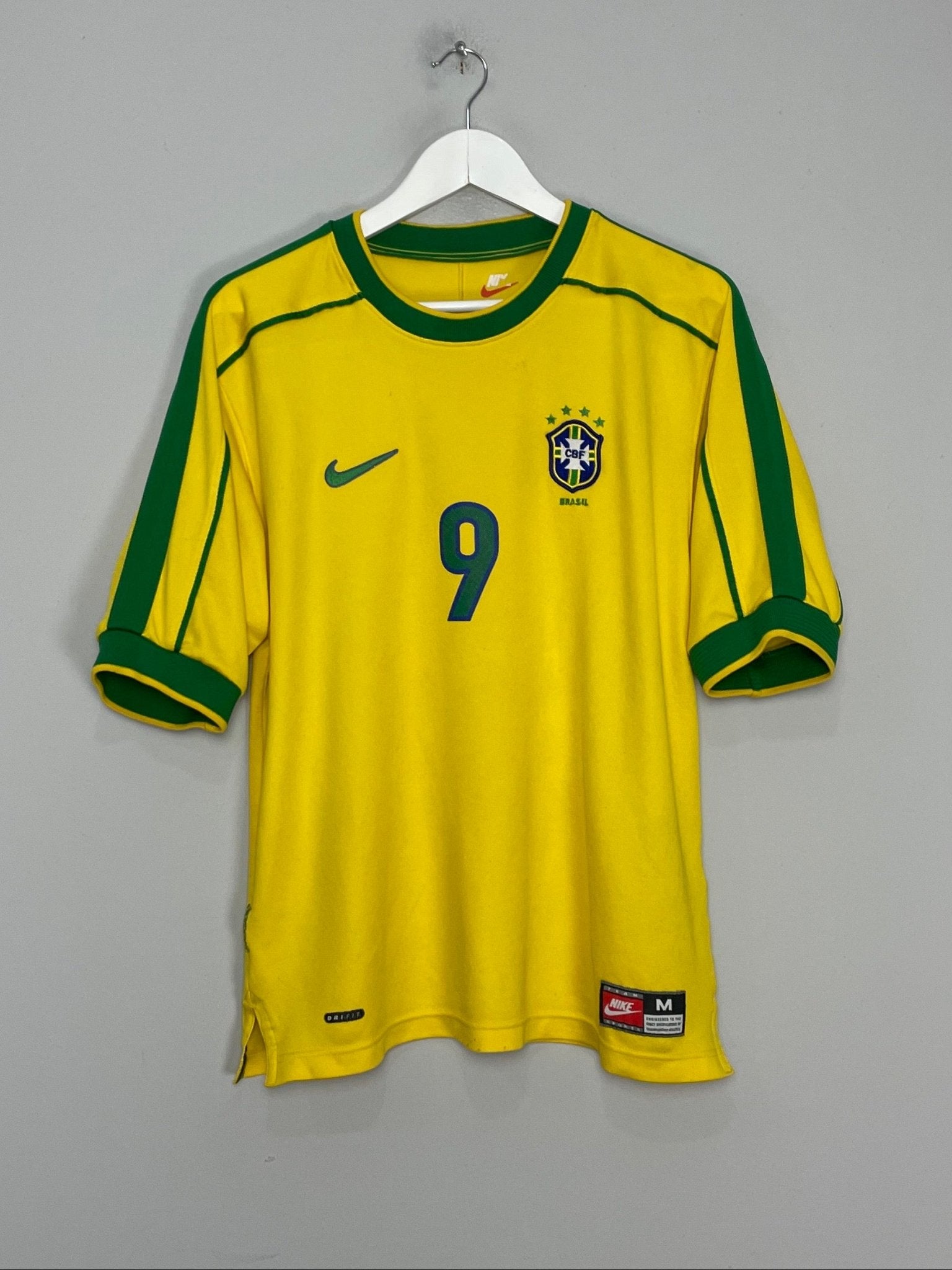Shop 1998/00 BRAZIL RONALDO #9 HOME SHIRT (M) NIKE, classic football shirts, vintage football shirts & retro soccer jerseys at Cult Kits