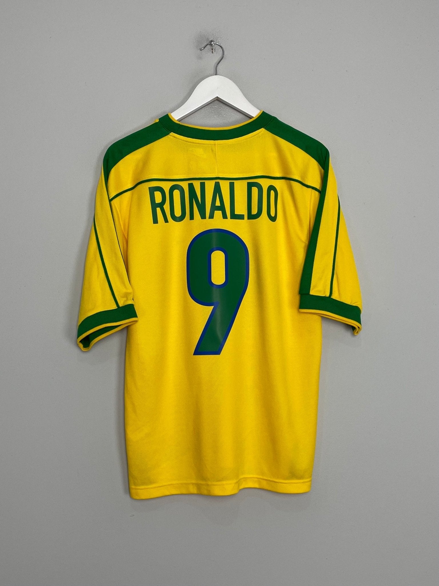 Shop 1998/00 BRAZIL RONALDO #9 HOME SHIRT (M) NIKE, classic football shirts, vintage football shirts & retro soccer jerseys at Cult Kits