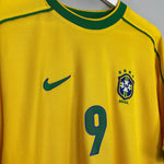 Shop 1998/00 BRAZIL RONALDO #9 HOME SHIRT (M) NIKE, classic football shirts, vintage football shirts & retro soccer jerseys at Cult Kits