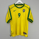 Shop 1998/00 BRAZIL RONALDO #9 HOME SHIRT (M) NIKE, classic football shirts, vintage football shirts & retro soccer jerseys at Cult Kits