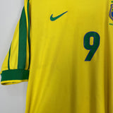 Shop 1998/00 BRAZIL RONALDO #9 HOME SHIRT (M) NIKE, classic football shirts, vintage football shirts & retro soccer jerseys at Cult Kits