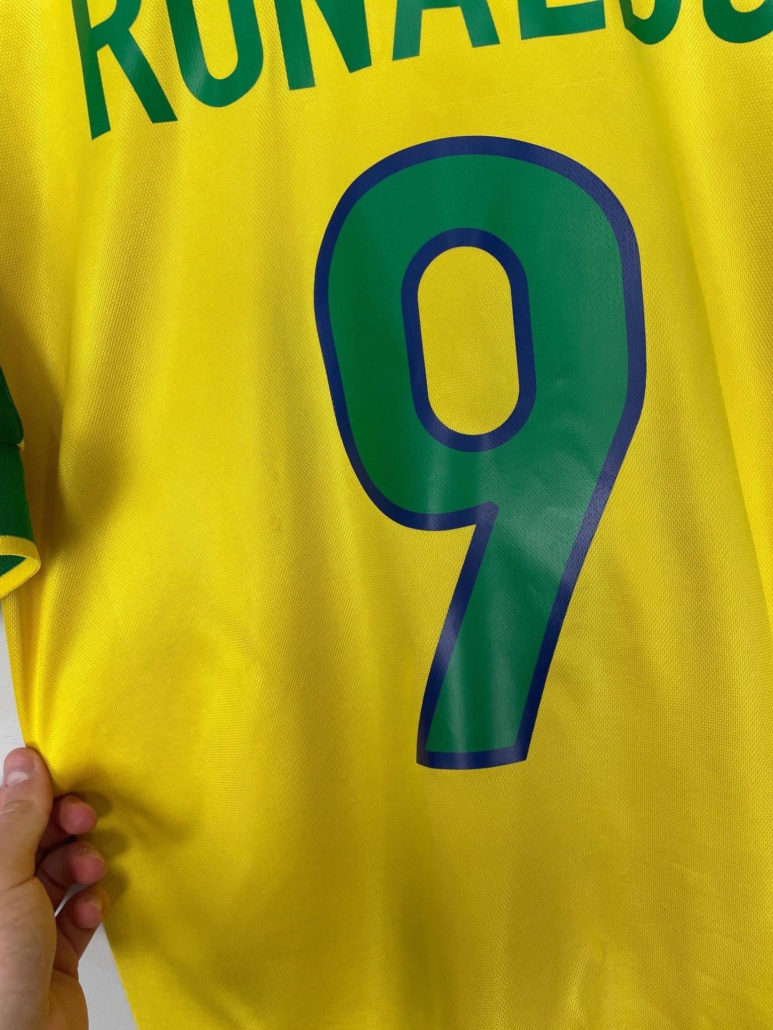 Shop 1998/00 BRAZIL RONALDO #9 HOME SHIRT (M) NIKE, classic football shirts, vintage football shirts & retro soccer jerseys at Cult Kits