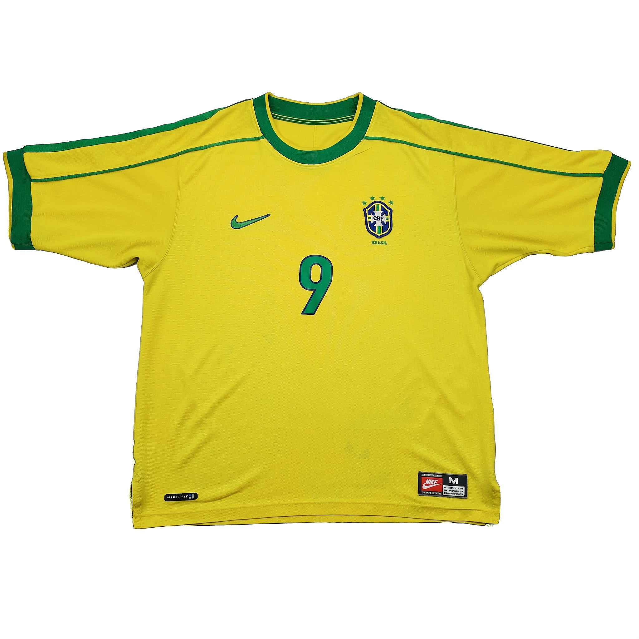 Buy 1998/00 BRAZIL RONALDO 9 HOME SHIRT (M) NIKE ~ Free worldwide shipping available ~ Authentic Vintage Football Shirts from Cult Kits