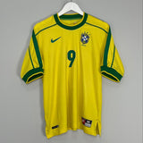 Shop 1998/00 BRAZIL RONALDO #9 HOME SHIRT (M) NIKE, classic football shirts, vintage football shirts & retro soccer jerseys at Cult Kits