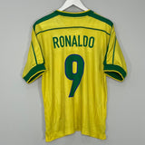 Shop 1998/00 BRAZIL RONALDO #9 HOME SHIRT (M) NIKE, classic football shirts, vintage football shirts & retro soccer jerseys at Cult Kits